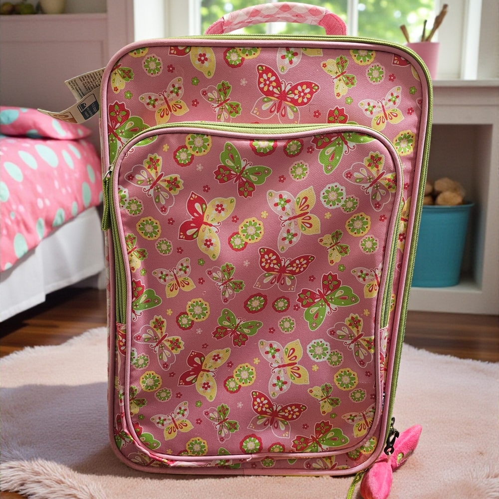 Girls Pink Butterfly Carryon Suitcase NWT
